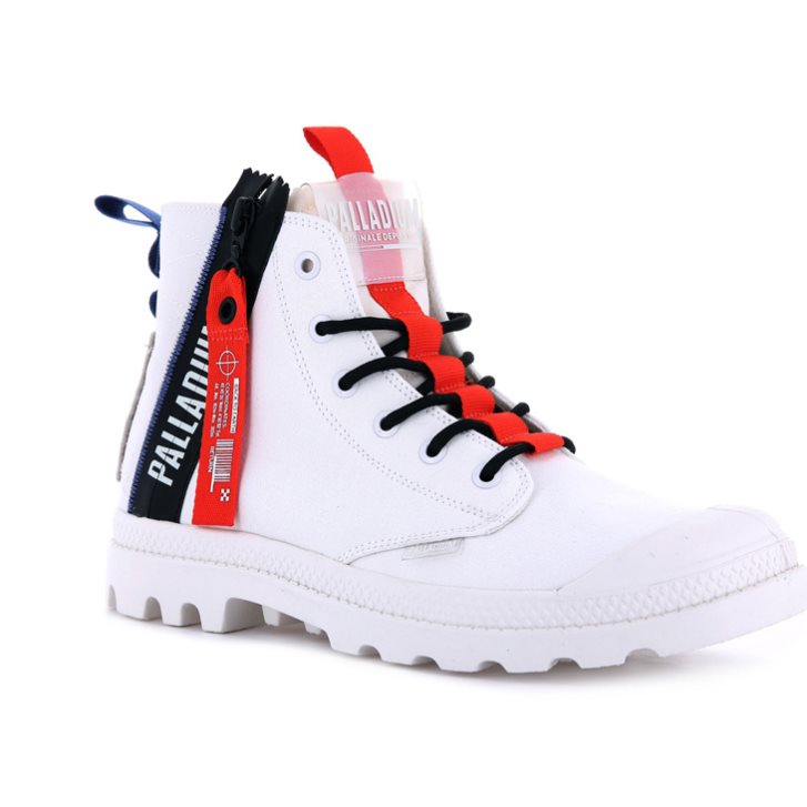 Palladium Pampa Hi Ticket To Earth Women's Boots White | UK I098-HIQ